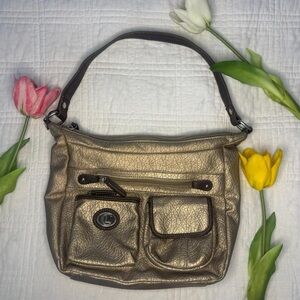 Vintage Gold Leather Women's Bag